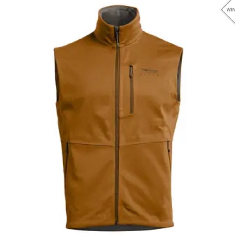 Men's Sitka Caramel Brown Softshell Vest - Lightweight Zip Front